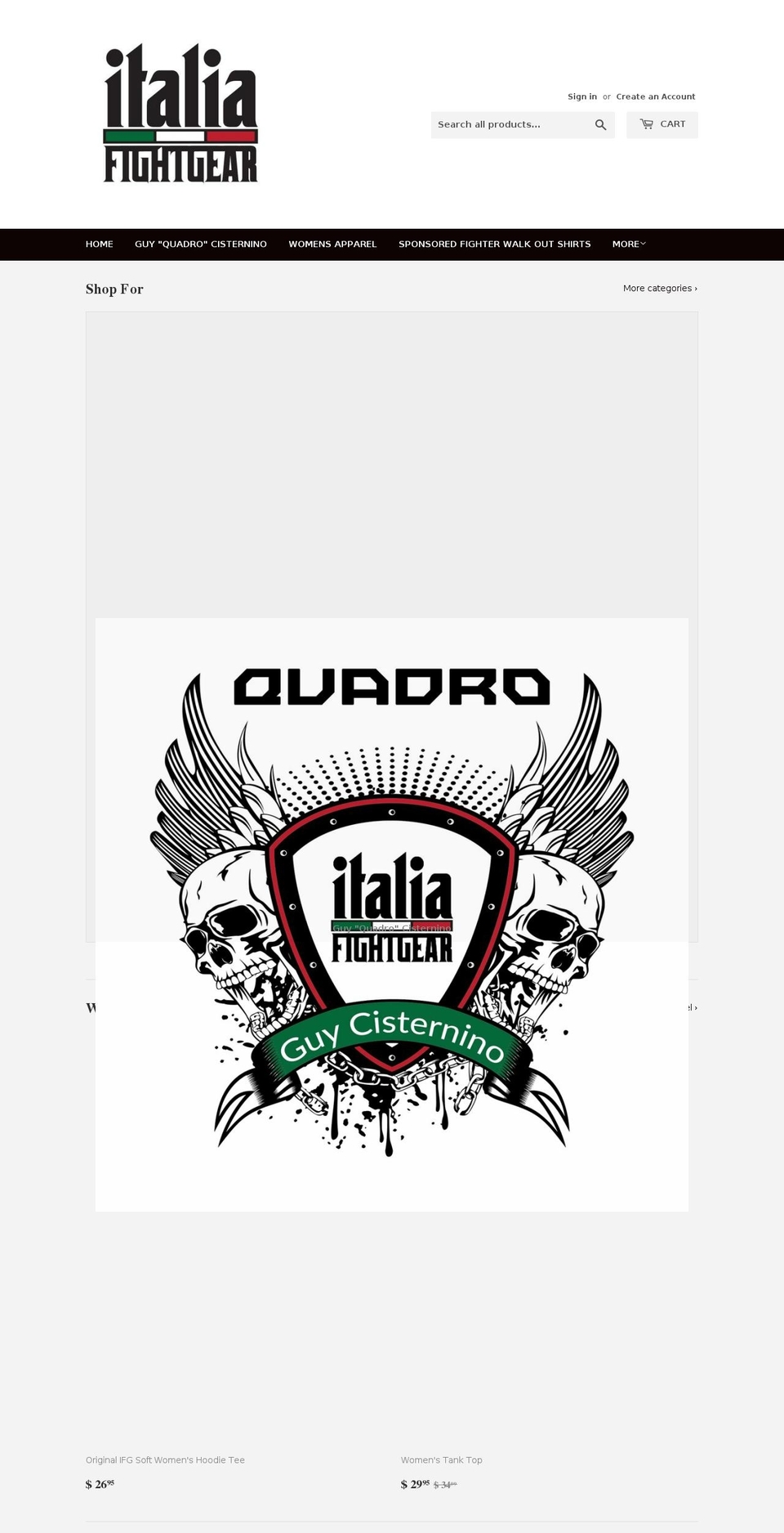 italiafightgear.com — Shopify storefront screenshot