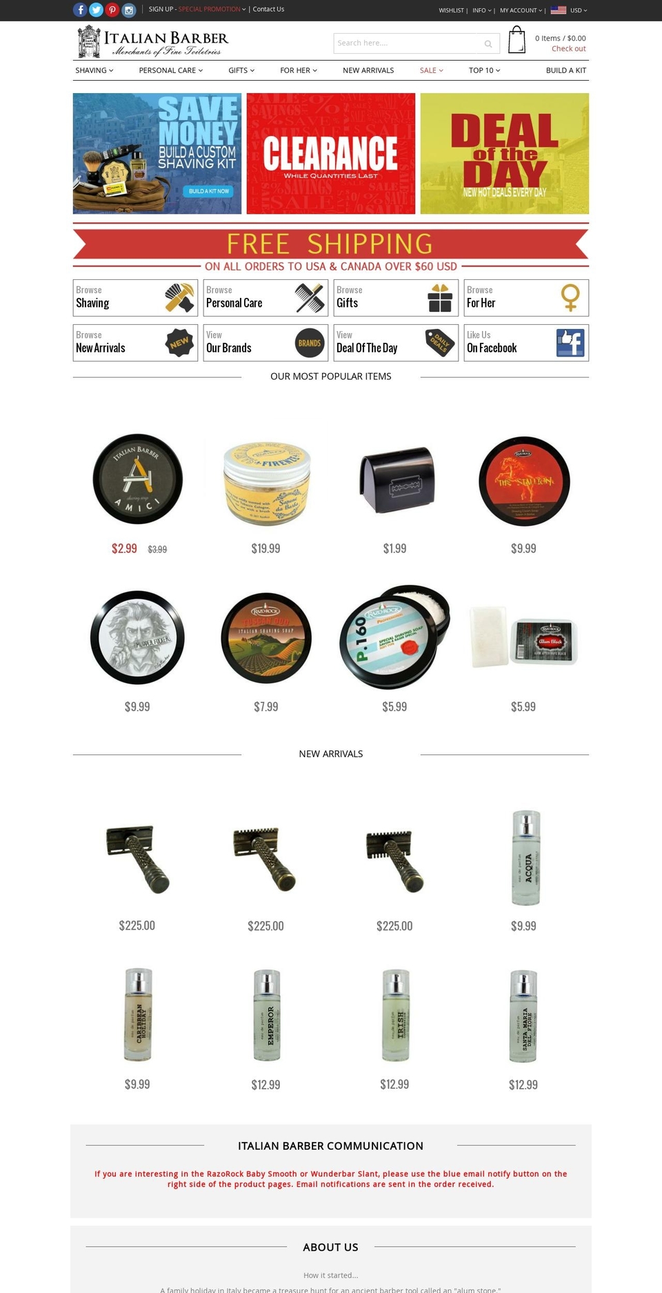 italianbarber.ca shopify website screenshot