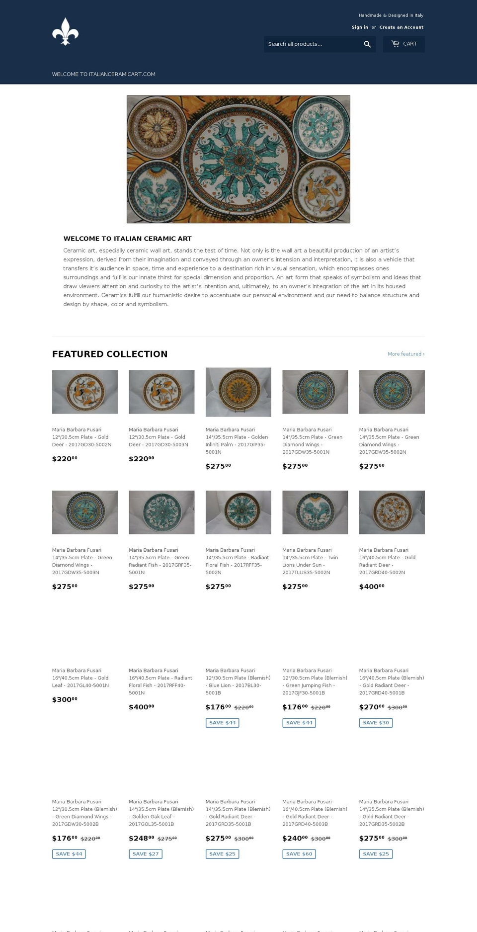 italianceramicart.com — Shopify storefront screenshot