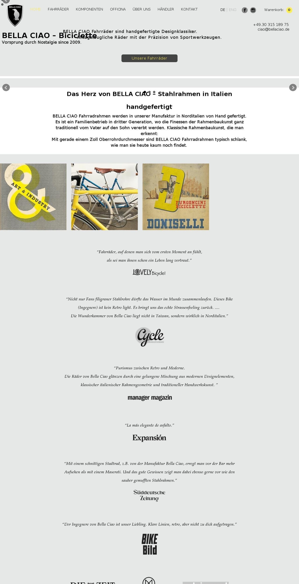 bellaciao Shopify theme site example italiancitybike.com