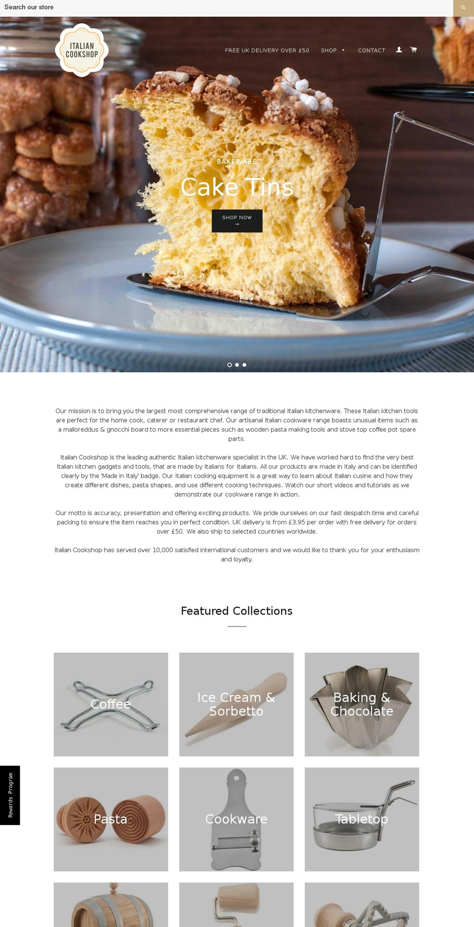 italiancookshop.com shopify website screenshot