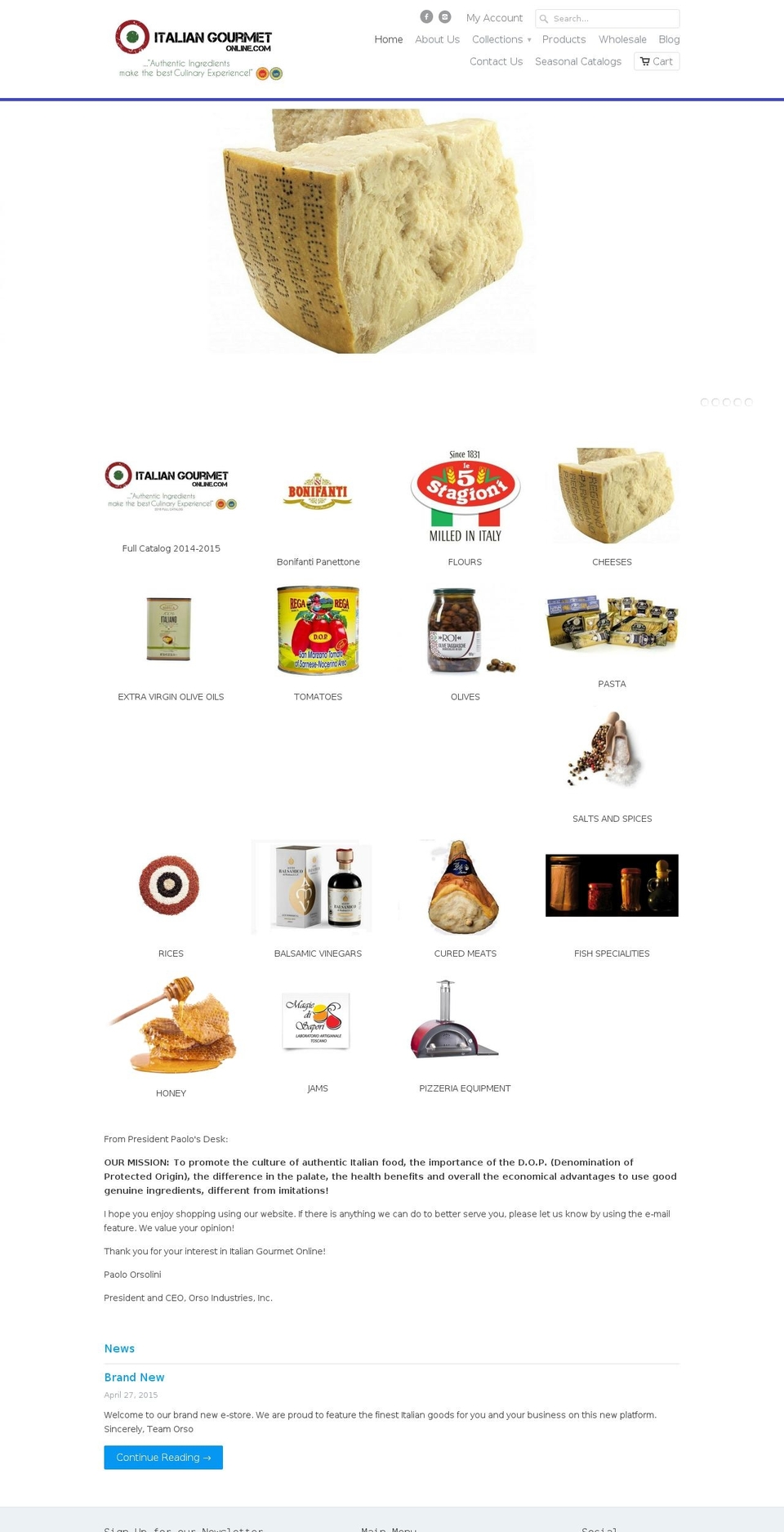 italiangourmetonline.com shopify website screenshot