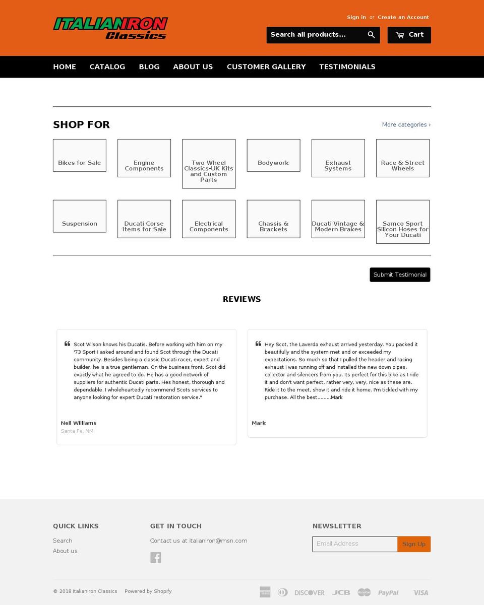 italianiron.com shopify website screenshot