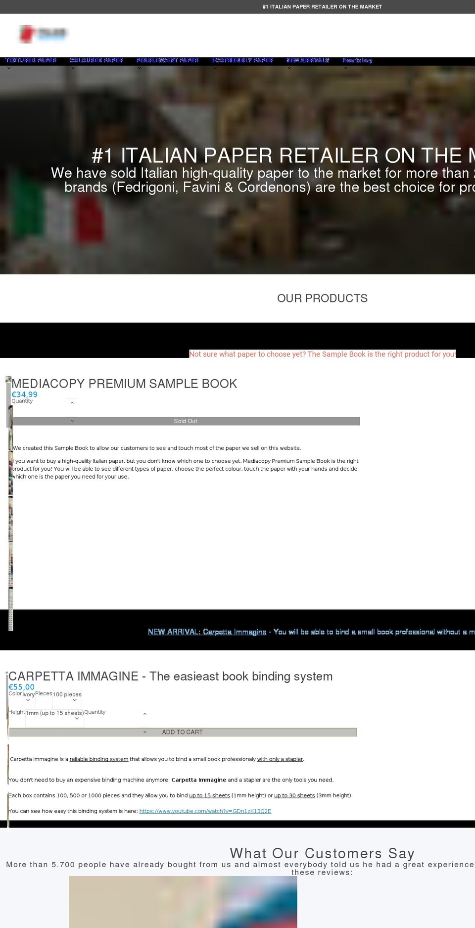 italianpapershop.com shopify website screenshot