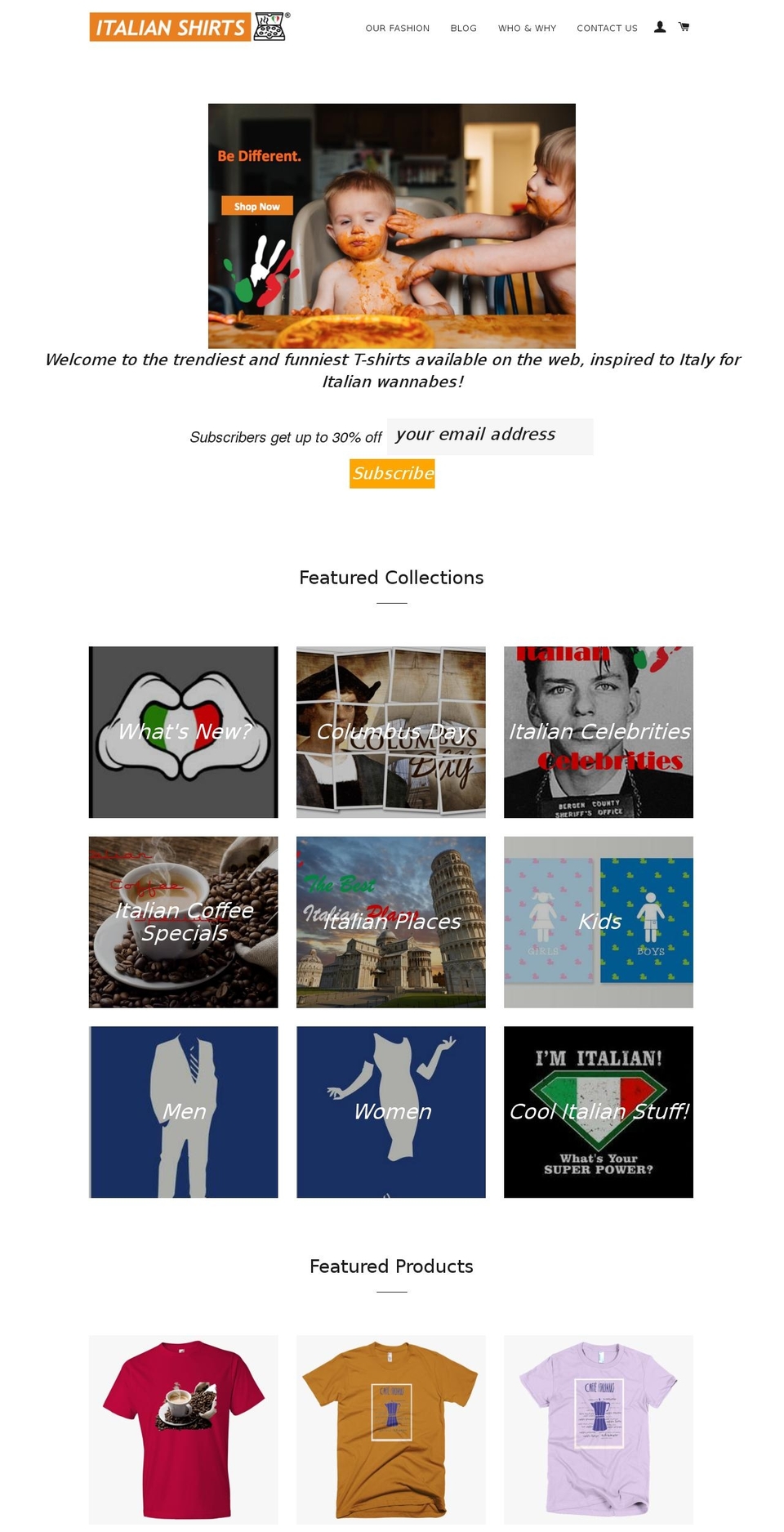 italianshirtsonline.com shopify website screenshot