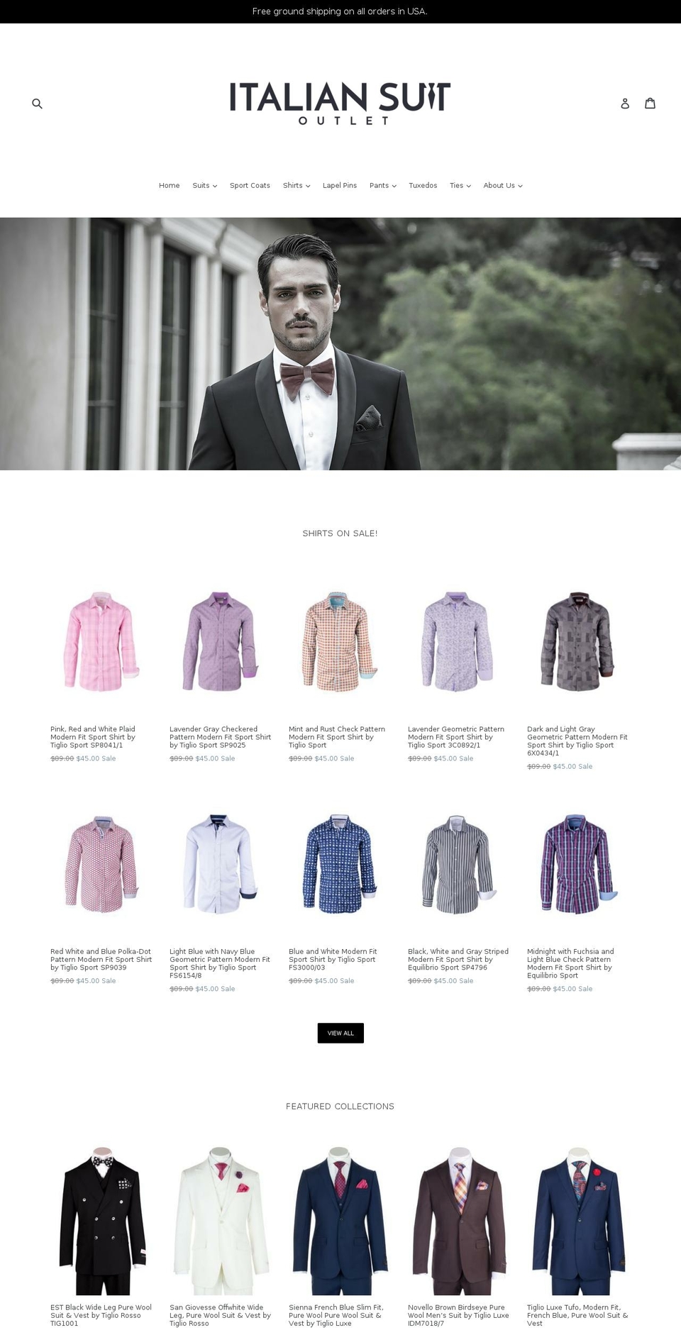 italiansuitoutlet.com shopify website screenshot