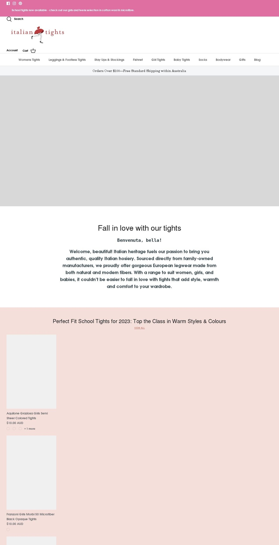 italiantights.com.au shopify website screenshot