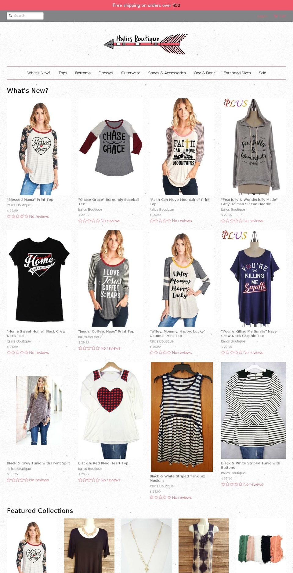 italicsboutique.com shopify website screenshot