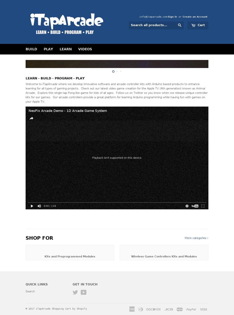 itaparcade.com shopify website screenshot