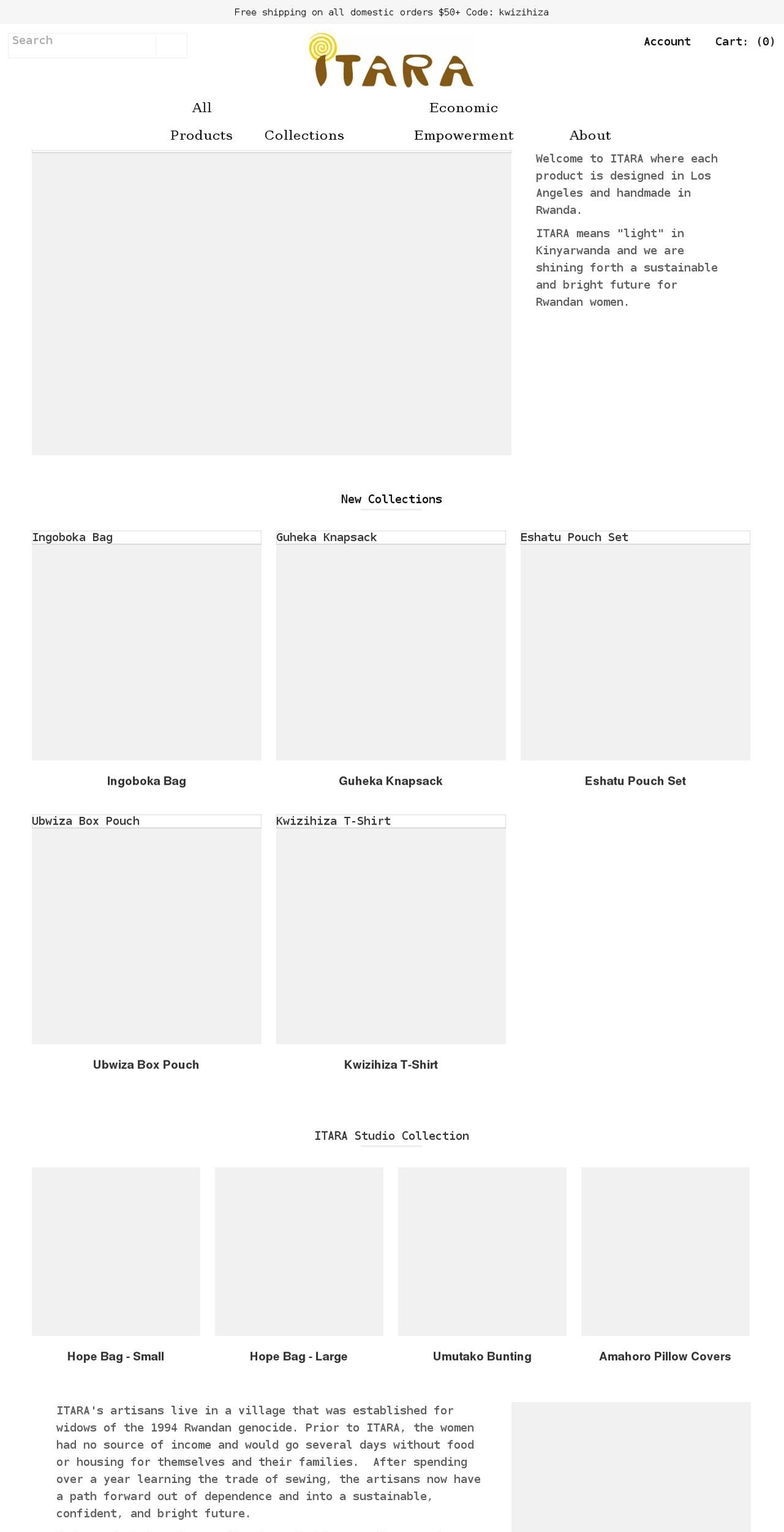 itarastudio.org shopify website screenshot