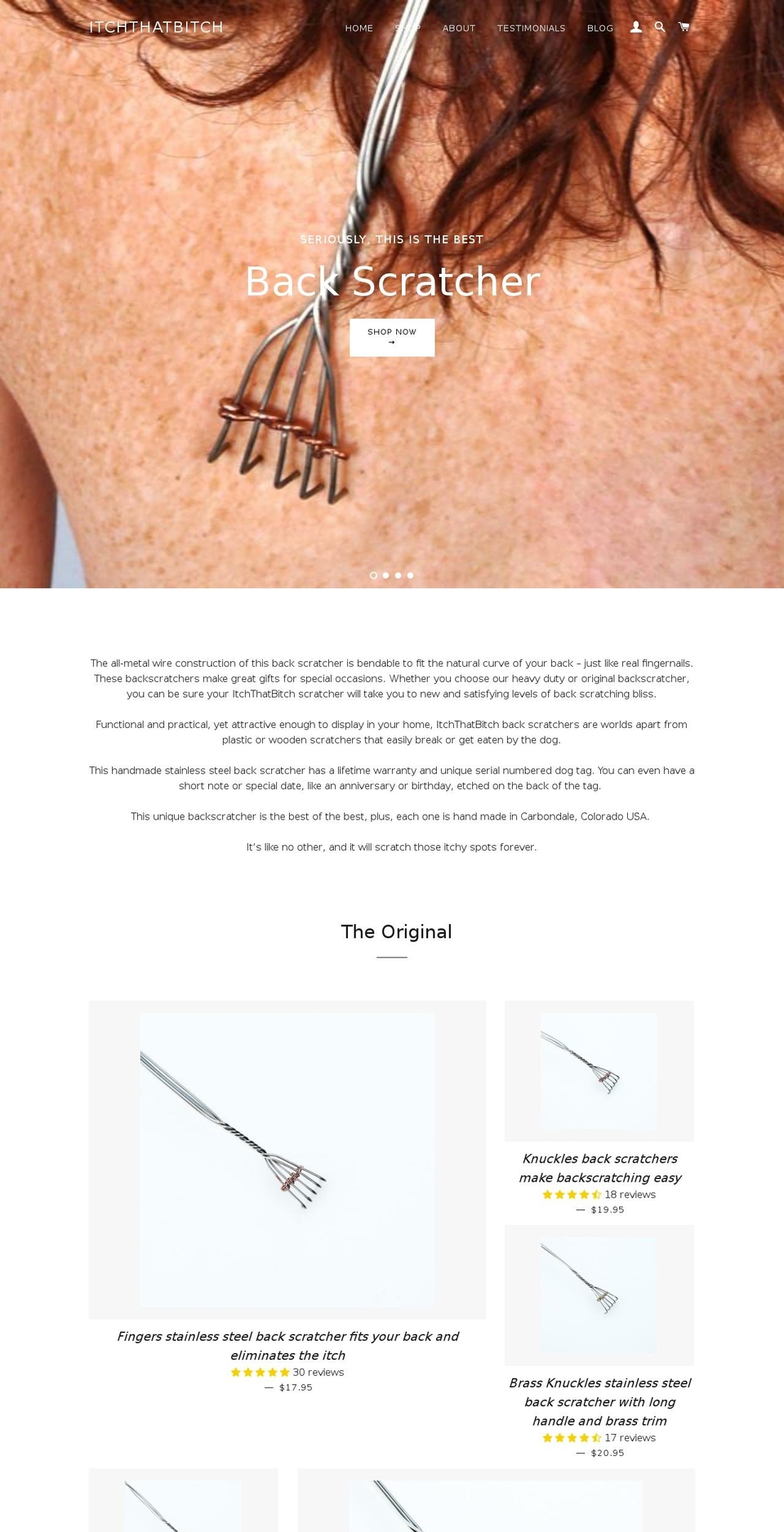 itchthatback.com — Shopify storefront screenshot