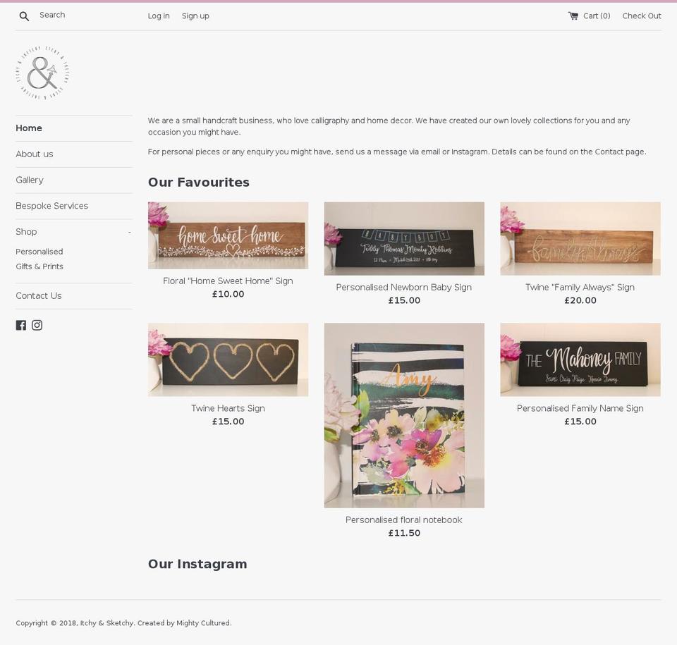 itchyxsketchy.com — Shopify storefront screenshot