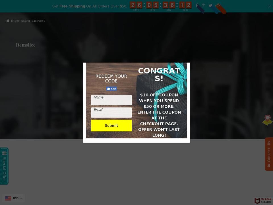itemslice.com — Shopify storefront screenshot