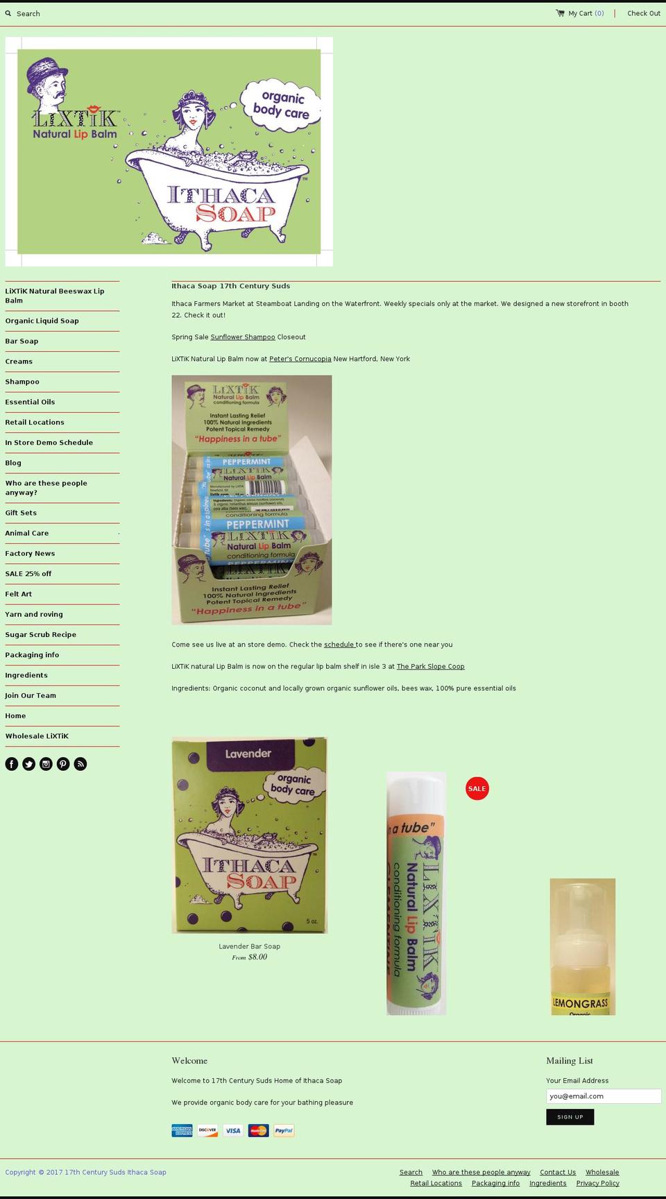 ithacasoap.com shopify website screenshot