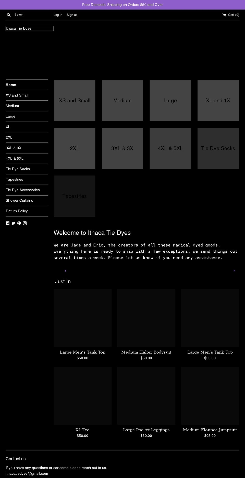 ithacatiedyes.com shopify website screenshot