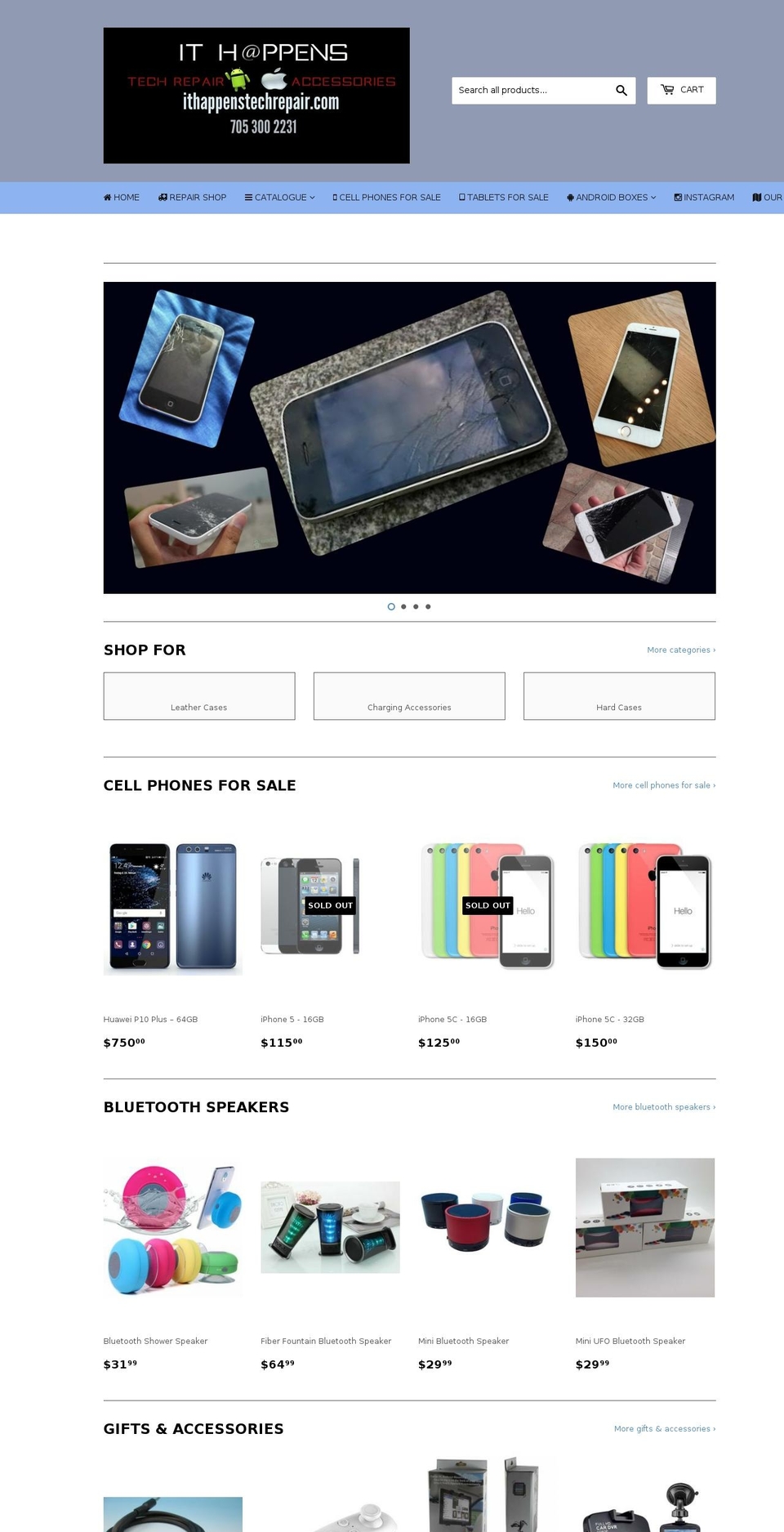 ithappenstechrepair.com — Shopify storefront screenshot