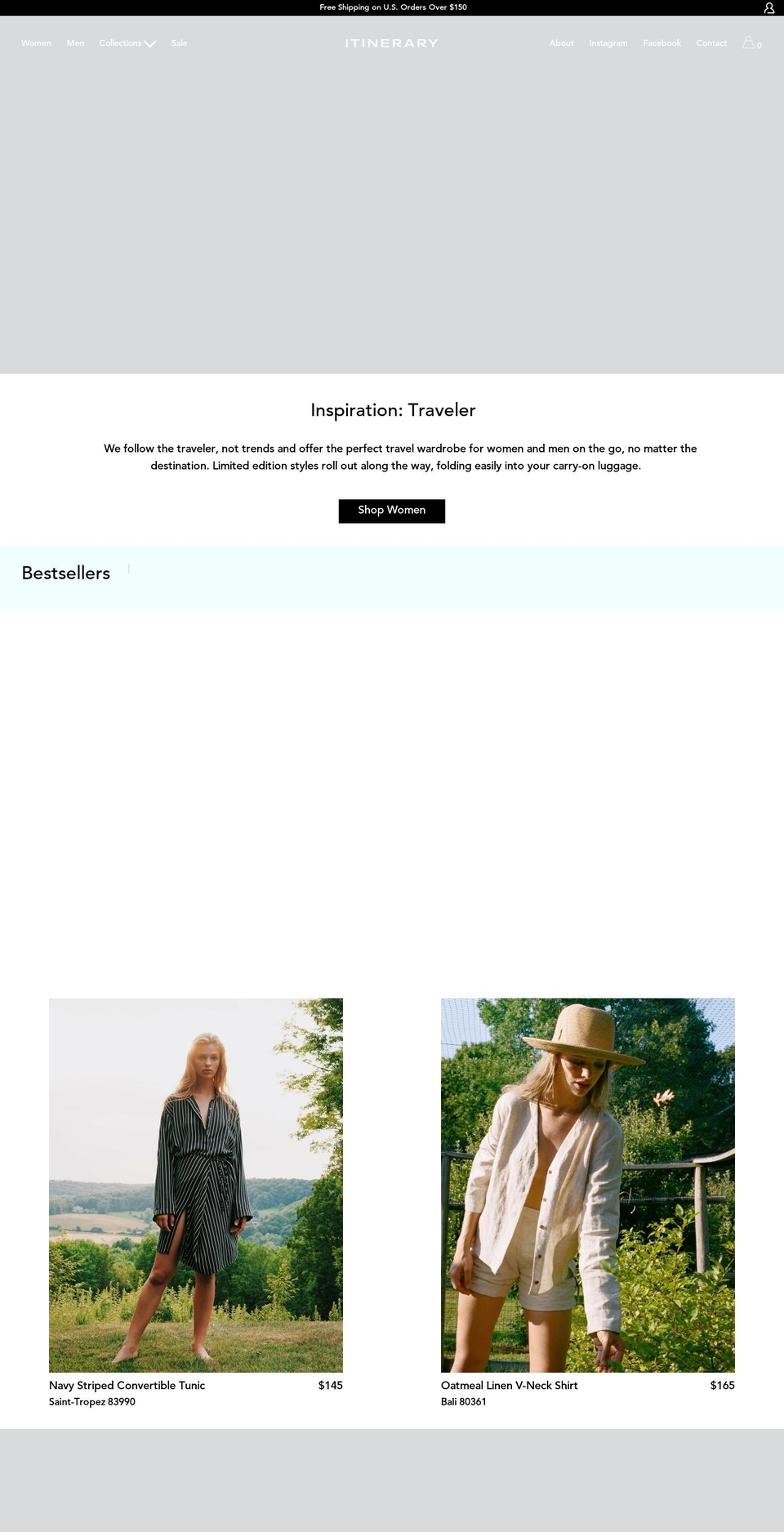 itineraryclothing.com shopify website screenshot
