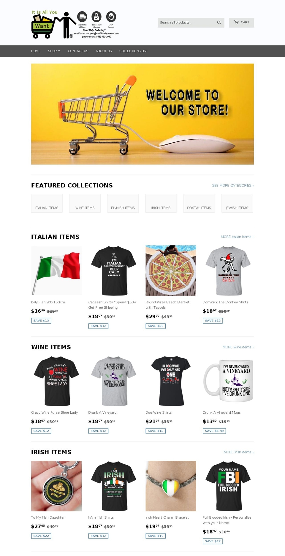 itisallyouwant.com shopify website screenshot