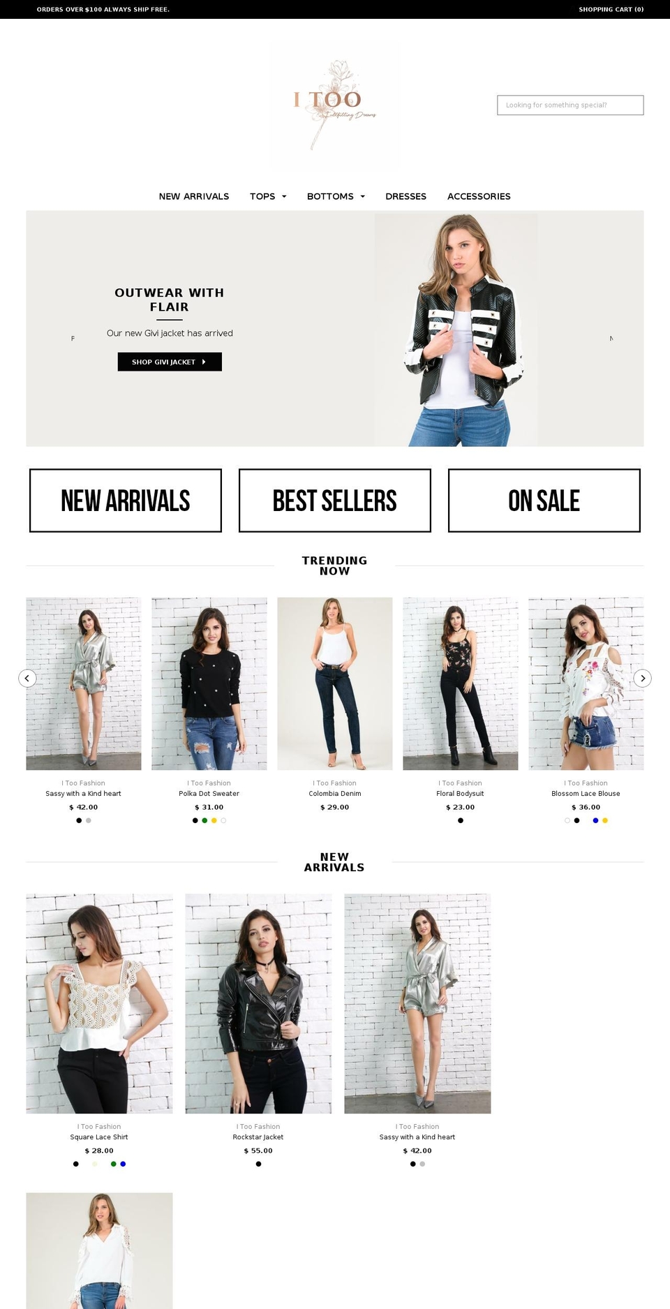 itoofashion.com shopify website screenshot