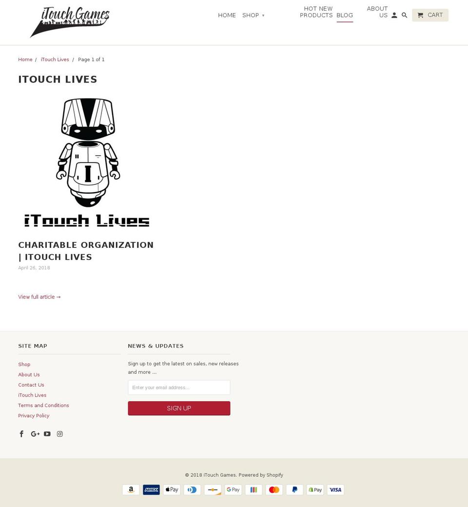 iTouch Games Shopify theme site example itouchlives.org