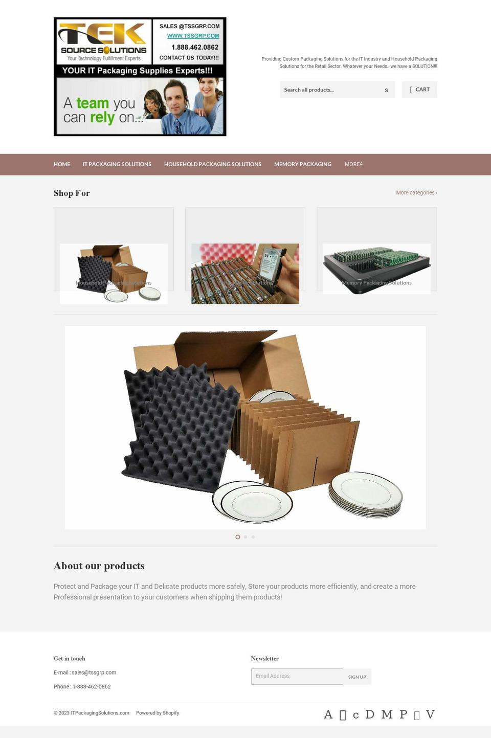itpackagingsolutions.com shopify website screenshot