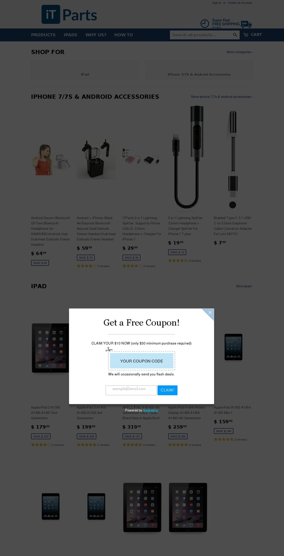 Supply Shopify theme site example itparts.com