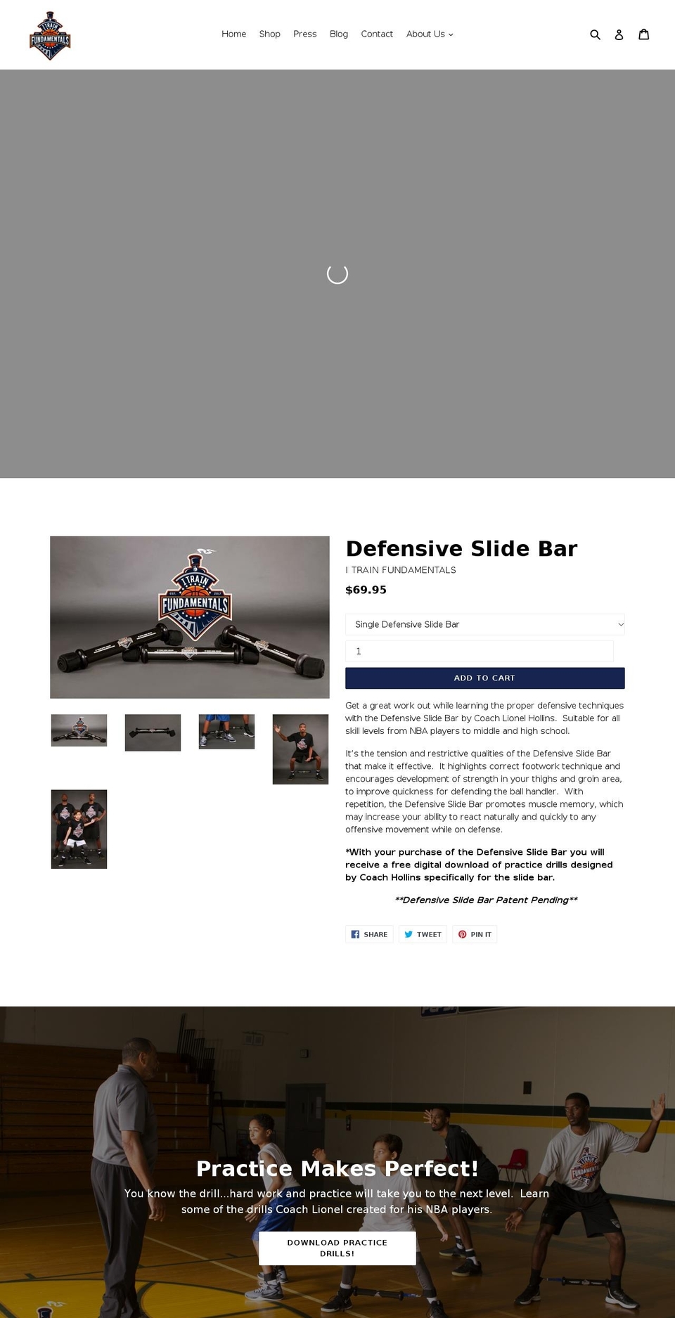 itrainfundamentals.com shopify website screenshot