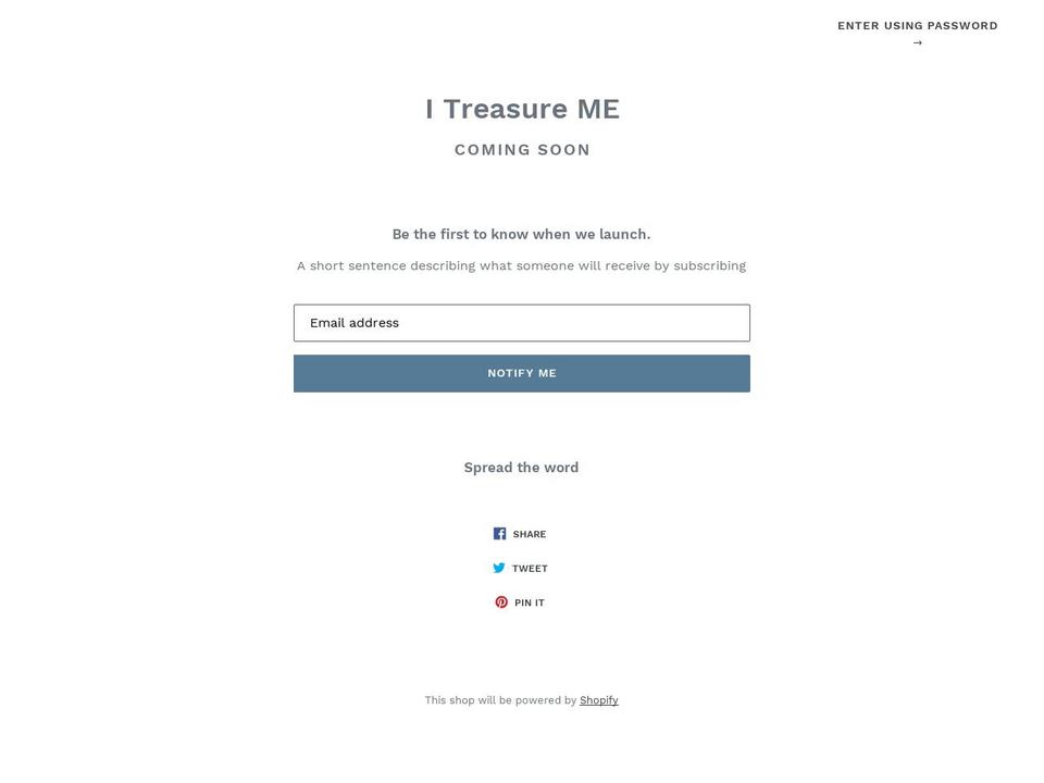 itreasureme.com shopify website screenshot