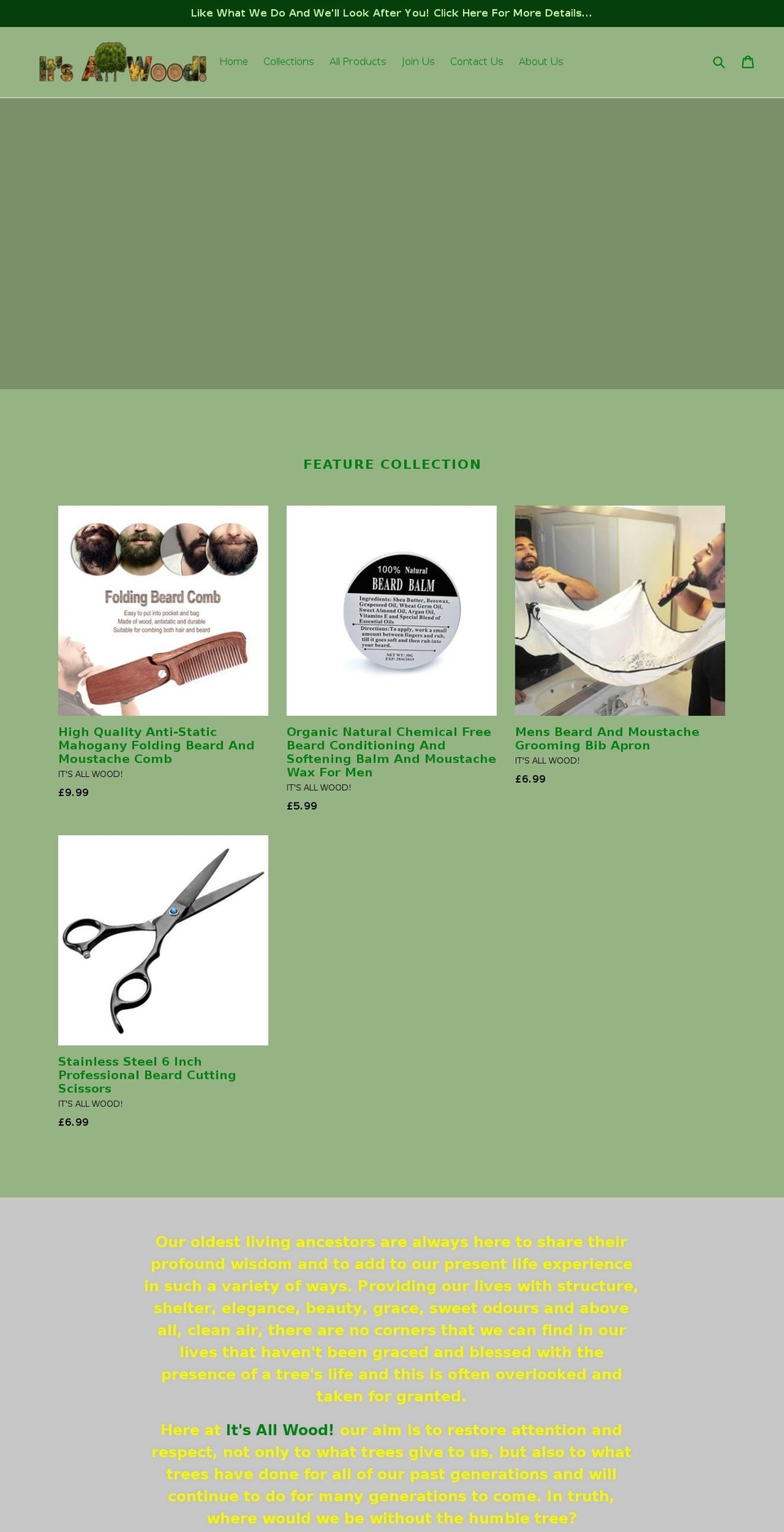 its-all-wood.com — Shopify storefront screenshot