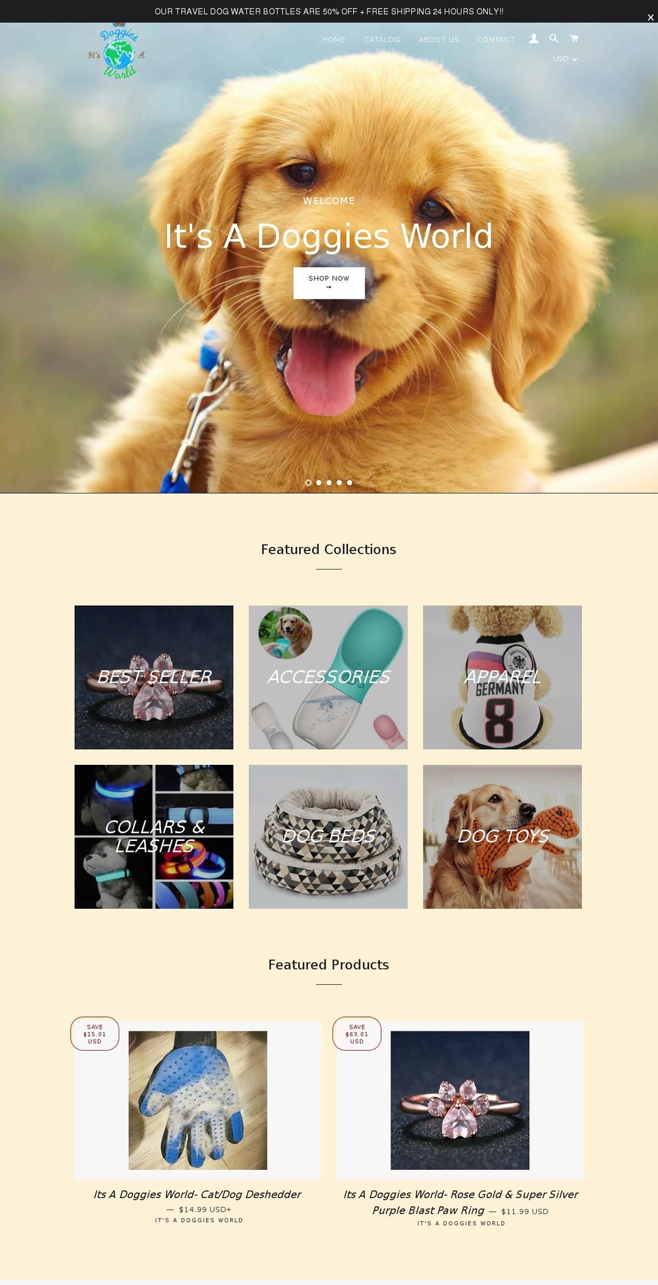 itsadoggiesworld.com — Shopify storefront screenshot