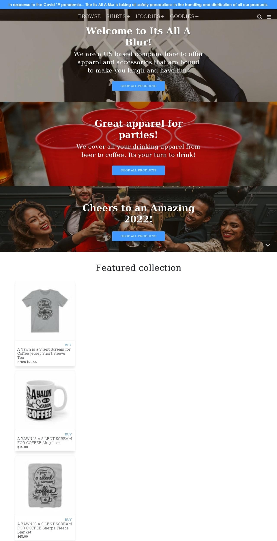itsallablur.com shopify website screenshot