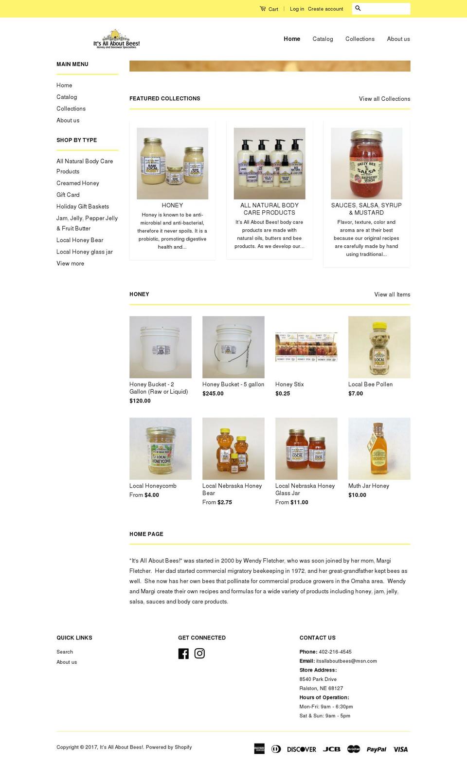 itsallaboutbees.com shopify website screenshot