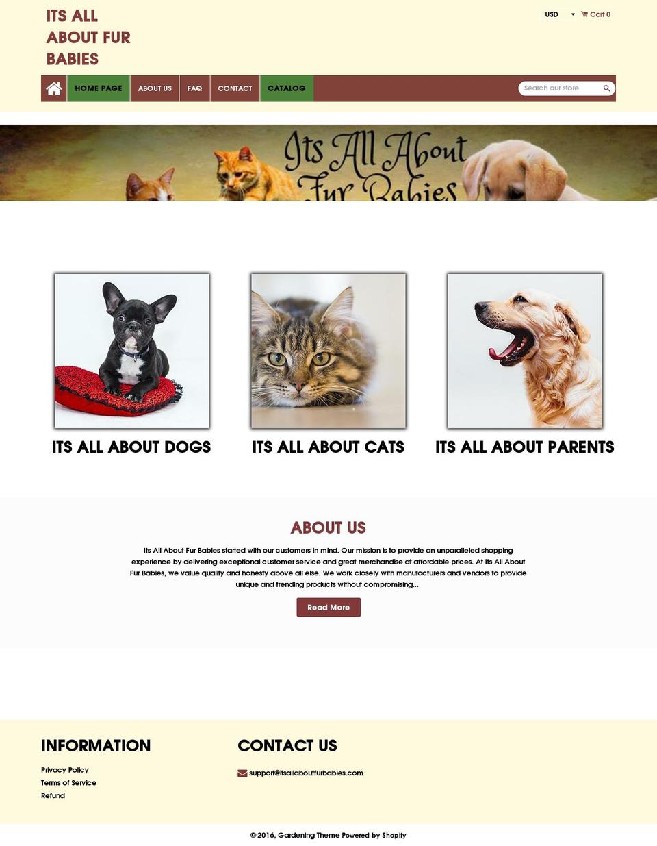 Animals Shopify theme site example itsallaboutfurbabies.com