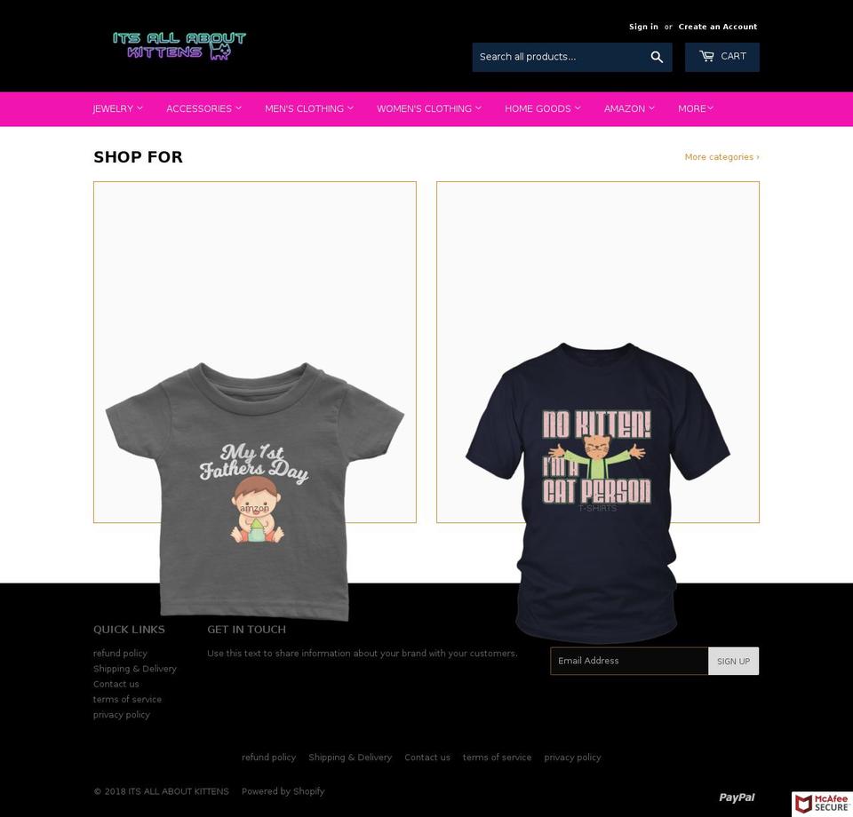 itsallaboutkittens.com — Shopify storefront screenshot