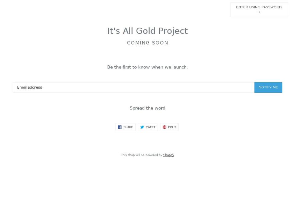 itsallgoldproject.com — Shopify storefront screenshot