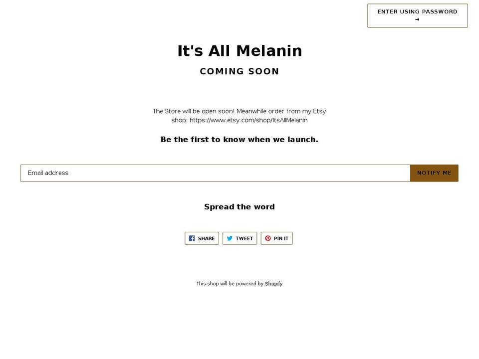 itsallmelanin.com — Shopify storefront screenshot
