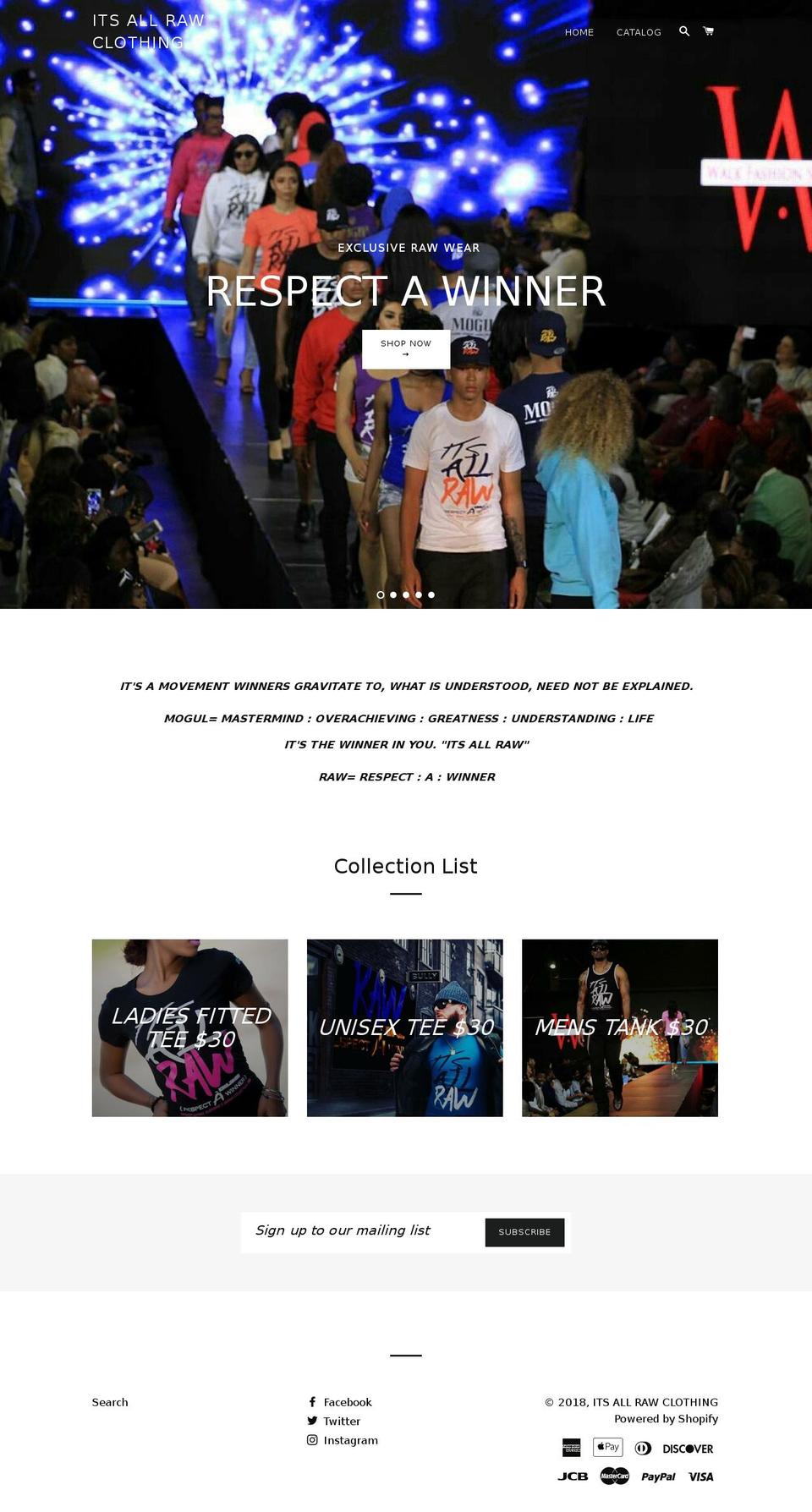 itsallrawclothing.com — Shopify storefront screenshot