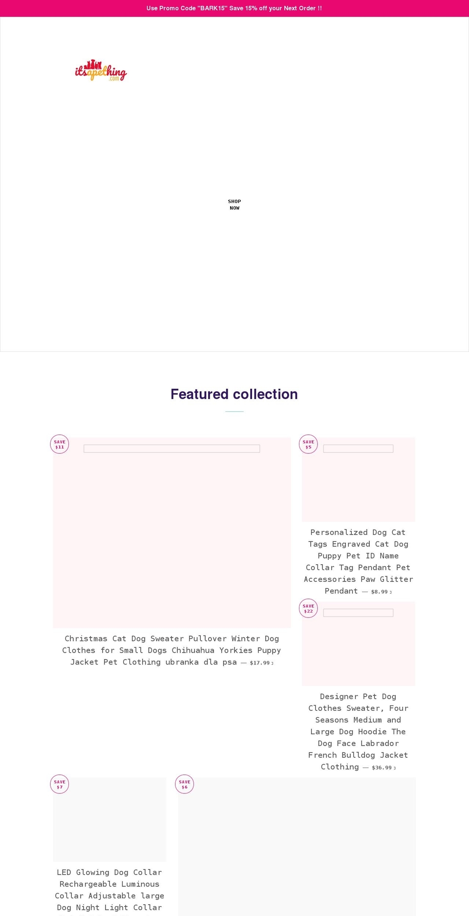 itsapething.com shopify website screenshot