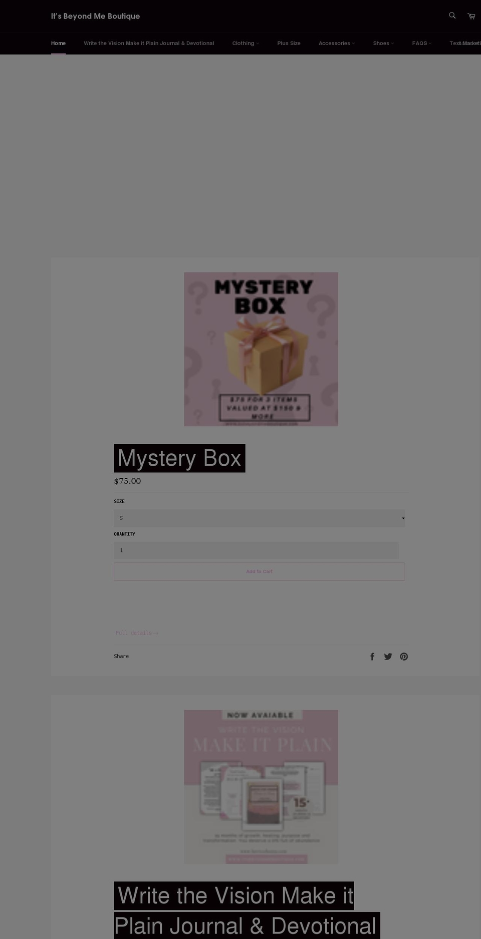 itsbeyondmeboutique.com shopify website screenshot