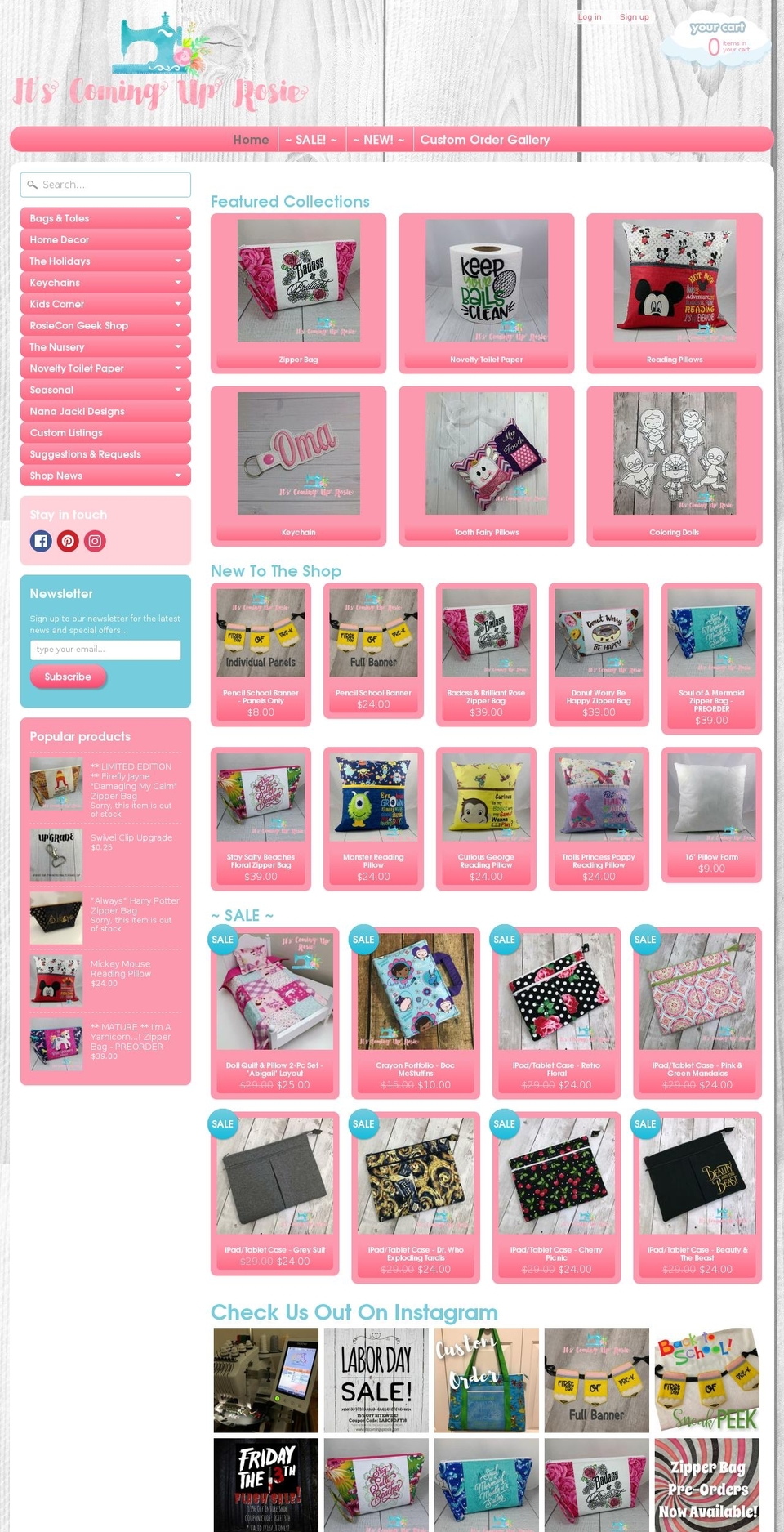 itscominguprosie.com — Shopify storefront screenshot