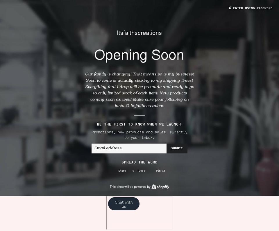 itsfaithscreations.com shopify website screenshot