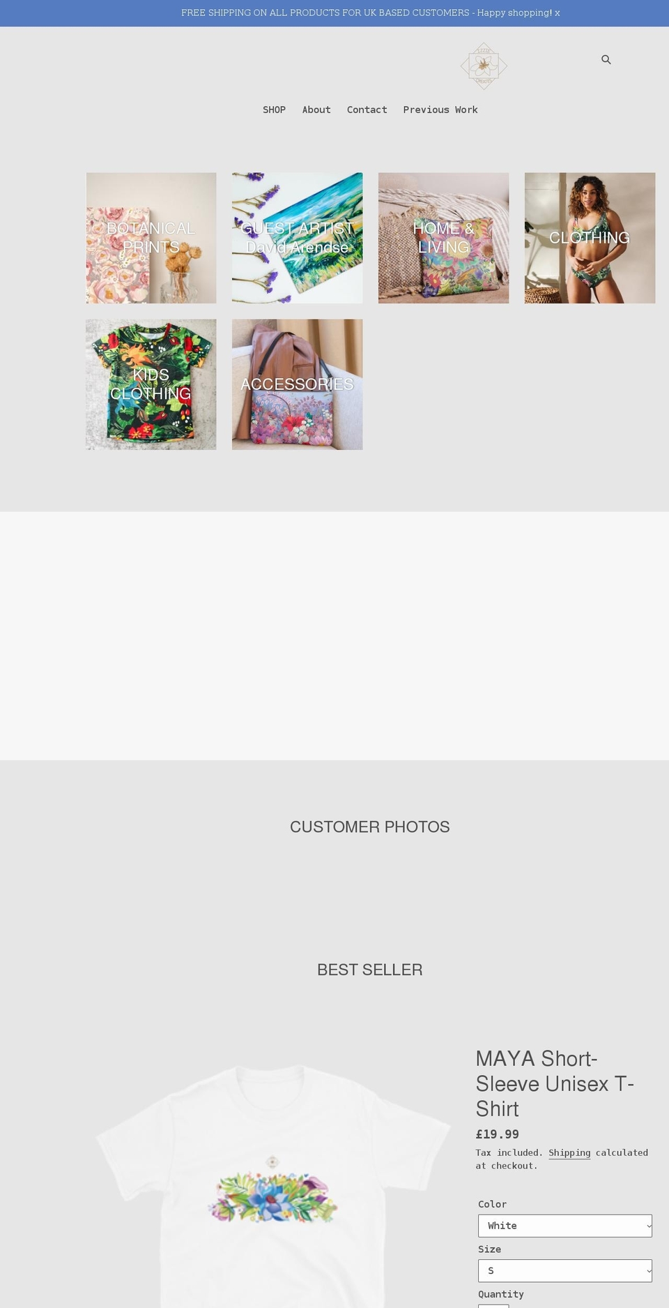 itsizziecreates.com shopify website screenshot