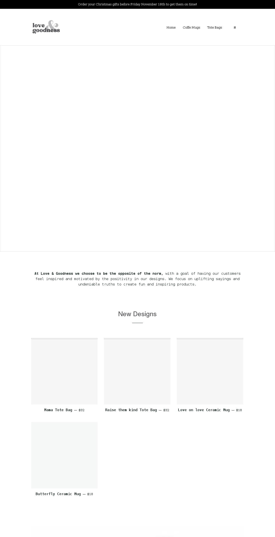 itsloveandgoodness.com shopify website screenshot