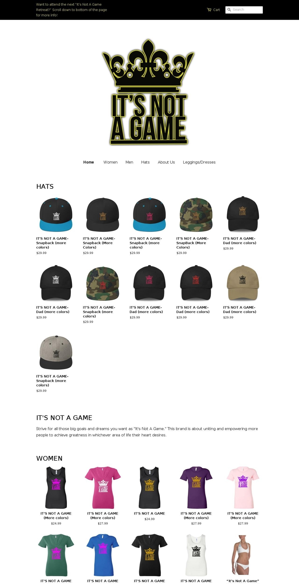 itsnotagame.biz shopify website screenshot
