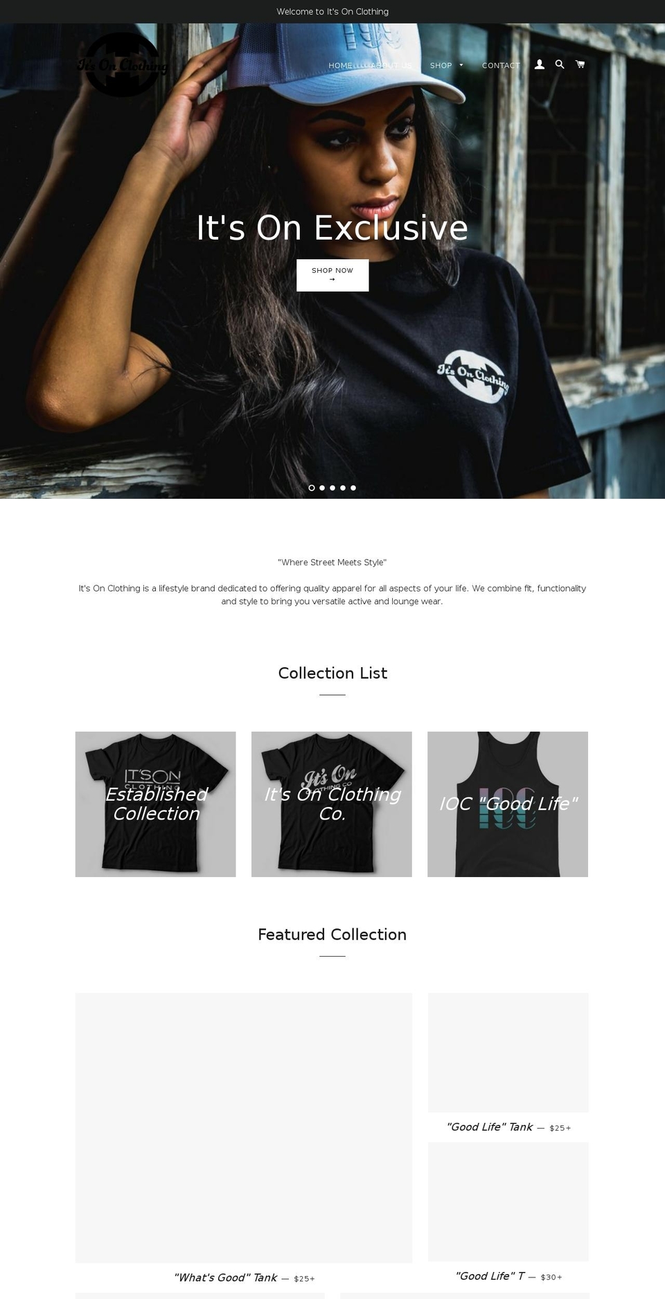 itsonclothing.com — Shopify storefront screenshot