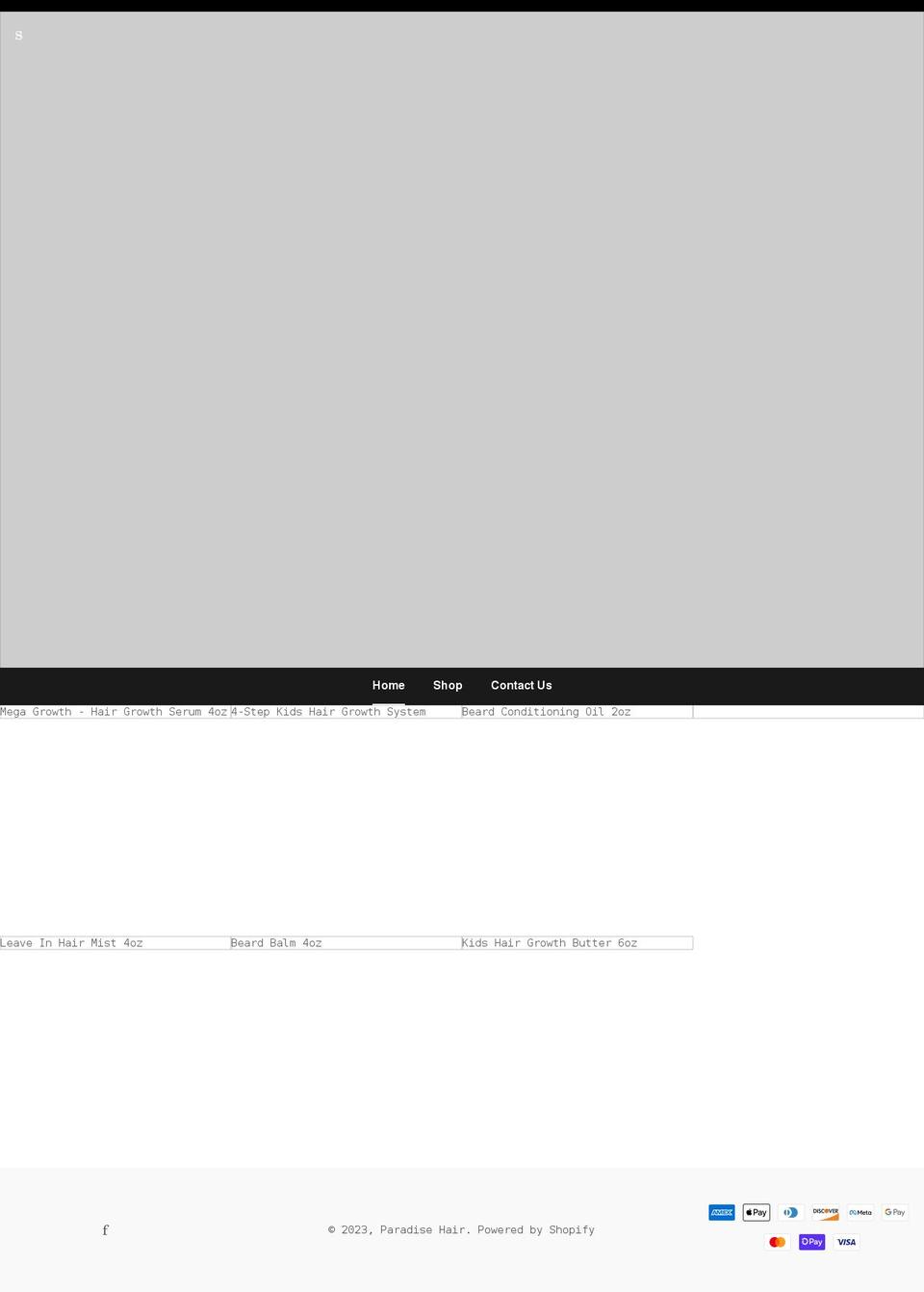itsparadisehair.com shopify website screenshot