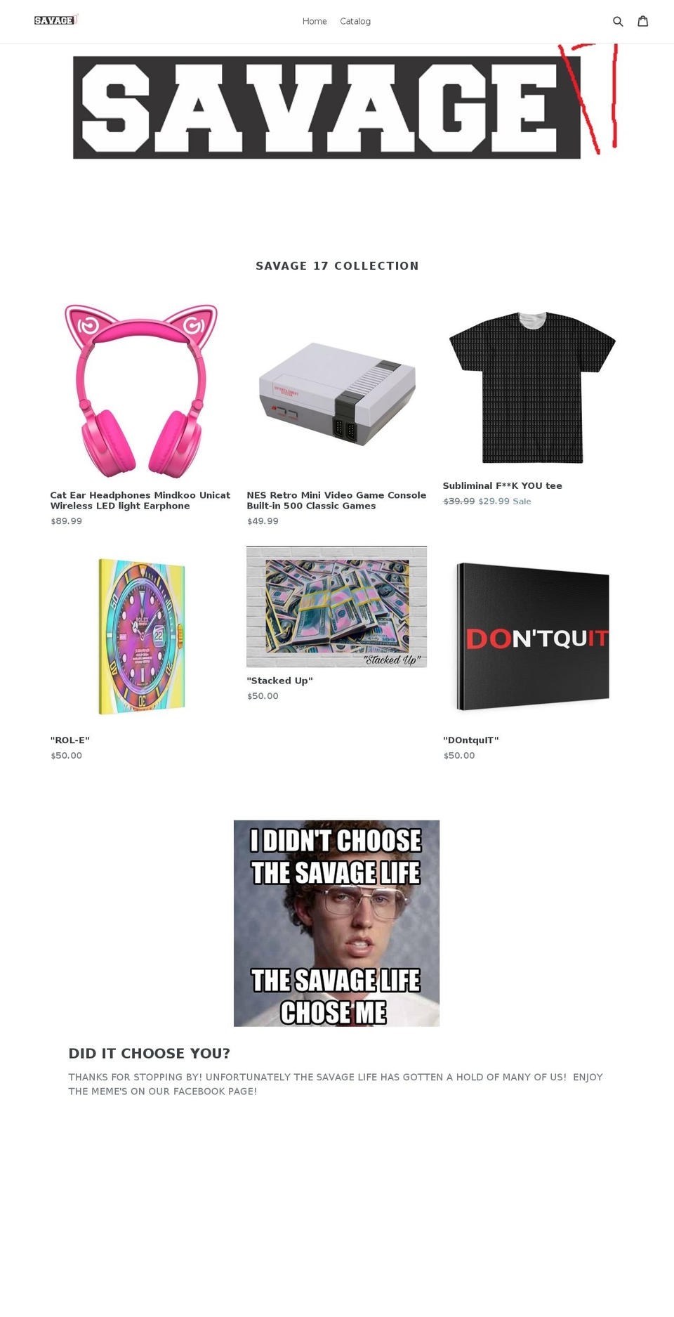 itssavage17.com — Shopify storefront screenshot