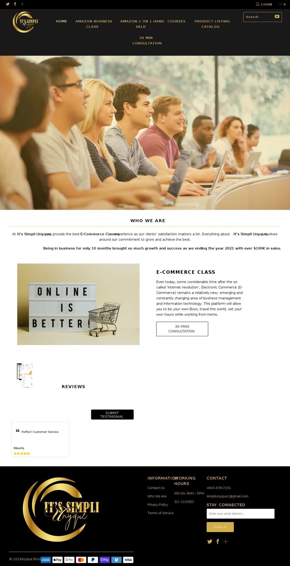 itssimpliunyque.com shopify website screenshot