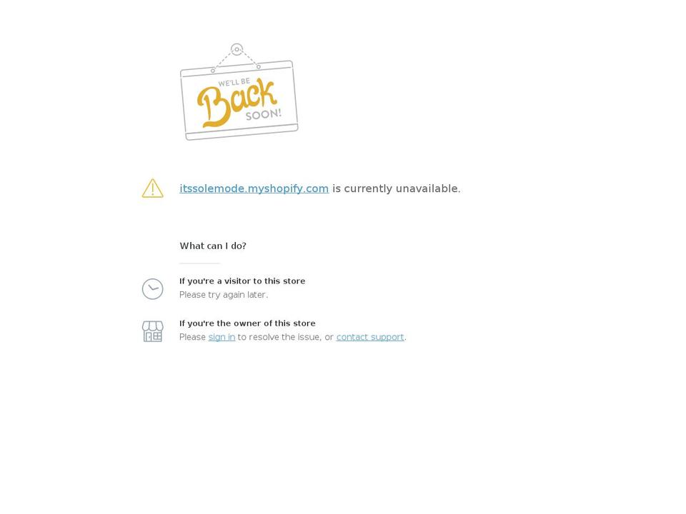 itssolemode.myshopify.com shopify website screenshot