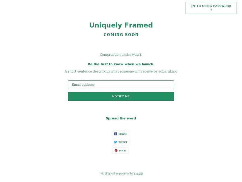 itsuniquelyframed.com shopify website screenshot
